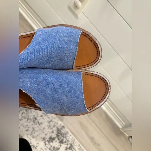 Free People Mont Blank Open Toe Cutout Denim Flats Sandals size 8.5 - Picture 8 of 10